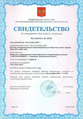 Свидетельство об утверждении типа средств измерений RU.C.28.314.A № 63735 изображение